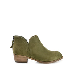 LIVVY ZIP-UP BOOTIES IN FAUX SUEDE - Olive