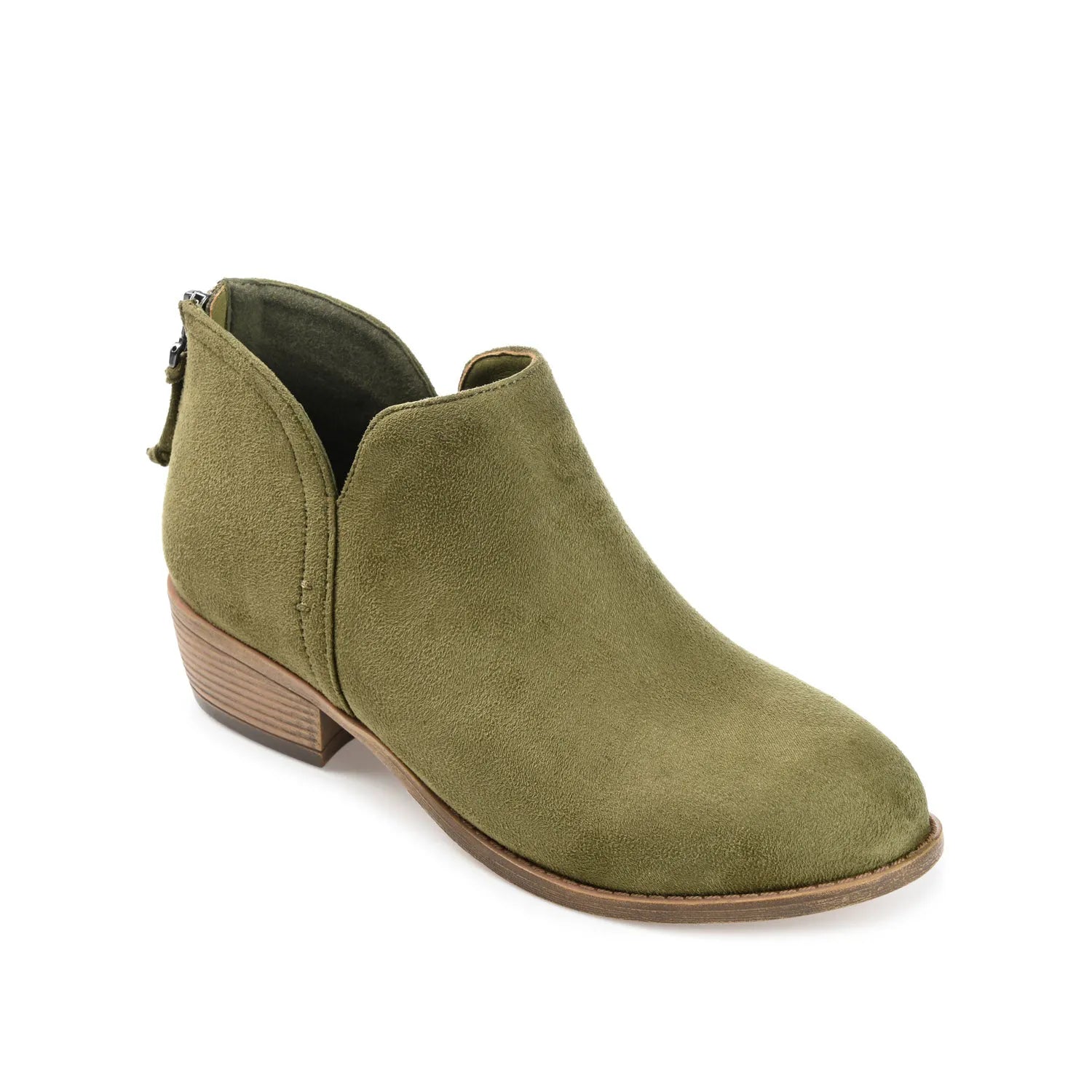 LIVVY ZIP-UP BOOTIES IN FAUX SUEDE - Olive