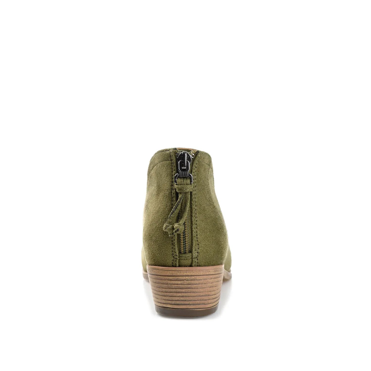 LIVVY ZIP-UP BOOTIES IN FAUX SUEDE - Olive