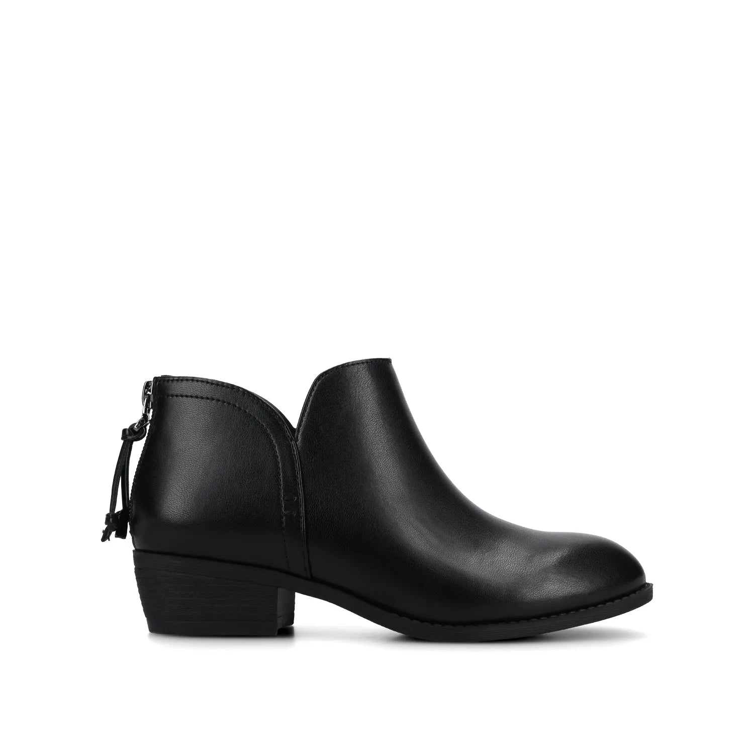 LIVVY Wide Zip-Up Booties in Black PU