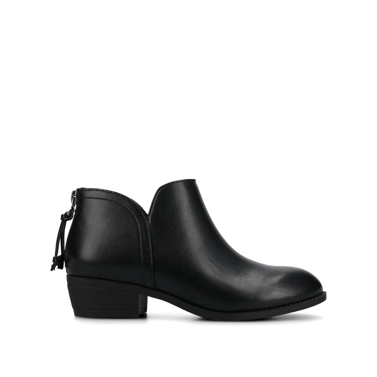 LIVVY Wide Zip-Up Booties in Black PU