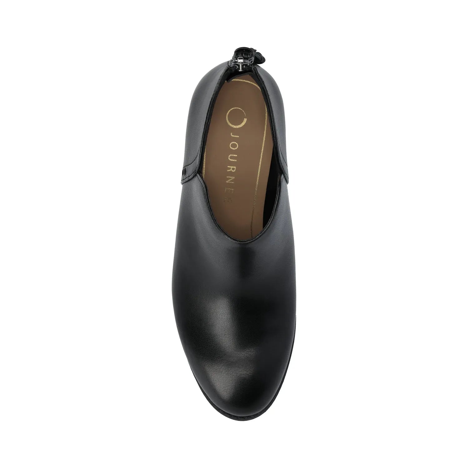 LIVVY Wide Zip-Up Booties in Black PU