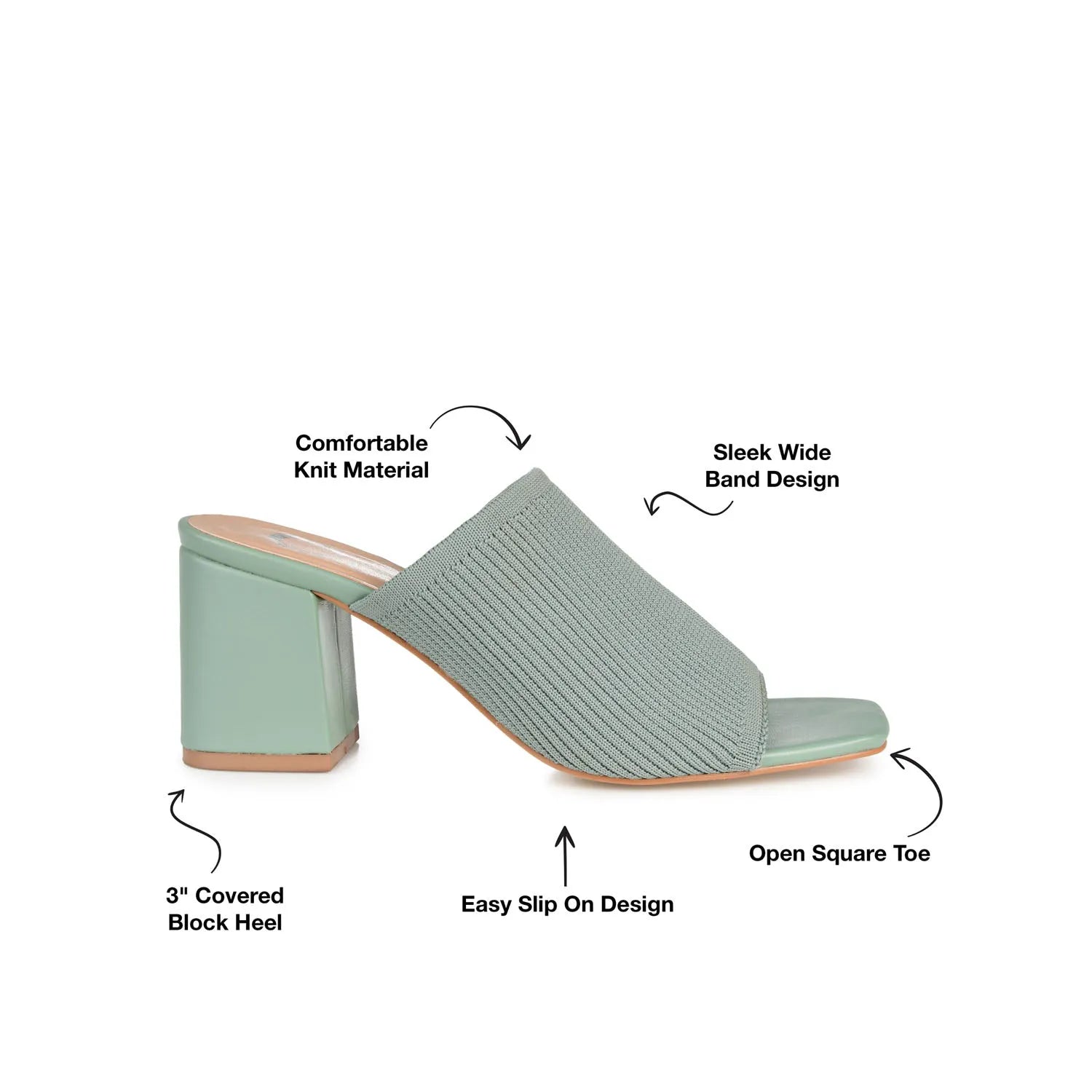LORENNA BLOCK HEEL MULES FOR WOMEN IN WIDE WIDTH - Green