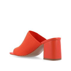 LORENNA Block Heel Mules in Orange Knit Fabric
