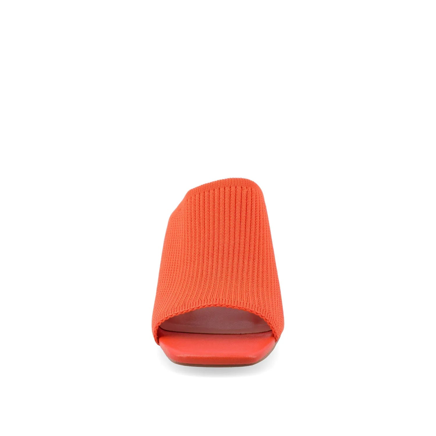 LORENNA Block Heel Mules in Orange Knit Fabric