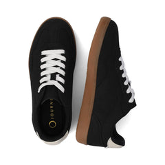 LUMMIE Casual Lace-Up Sneakers in Black PU