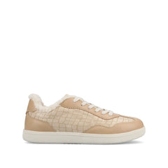 LUMMIE Casual Lace-Up Sneakers in Croco Beige