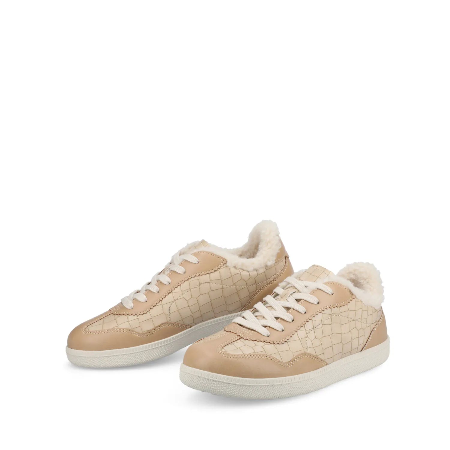 LUMMIE Casual Lace-Up Sneakers in Croco Beige