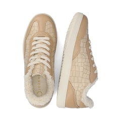 LUMMIE Casual Lace-Up Sneakers in Croco Beige