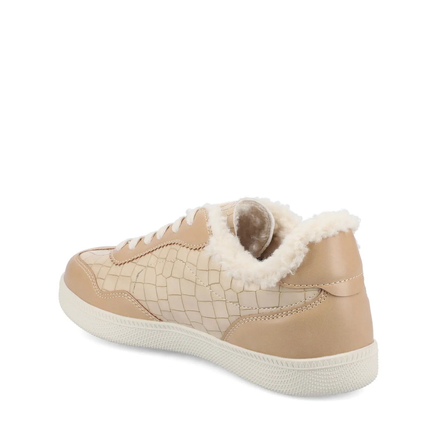 LUMMIE Casual Lace-Up Sneakers in Croco Beige