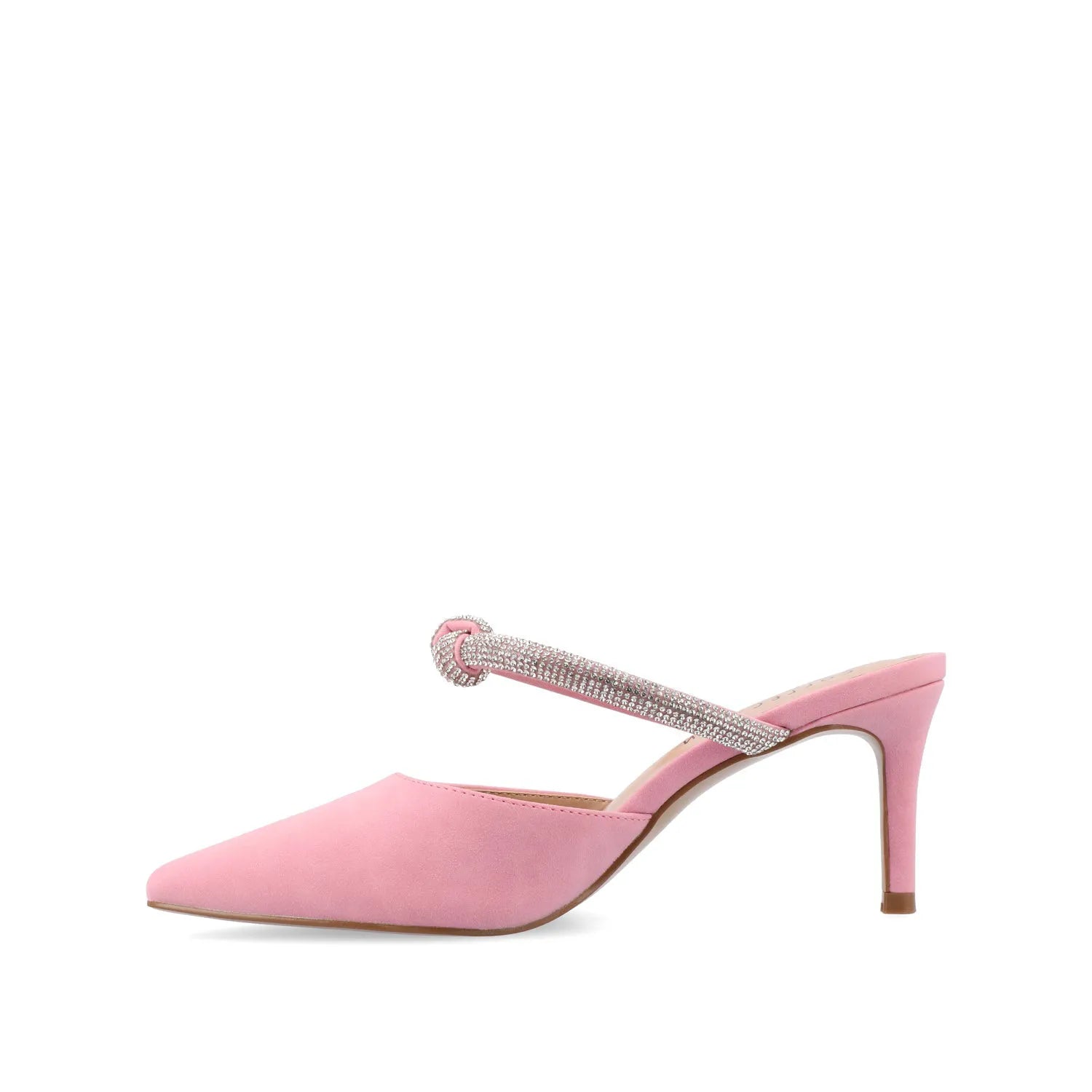 Lunna Mule Stiletto Heels in Faux Suede - Pink