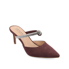 LUNNA Wide Stiletto Heel Mules in Wine