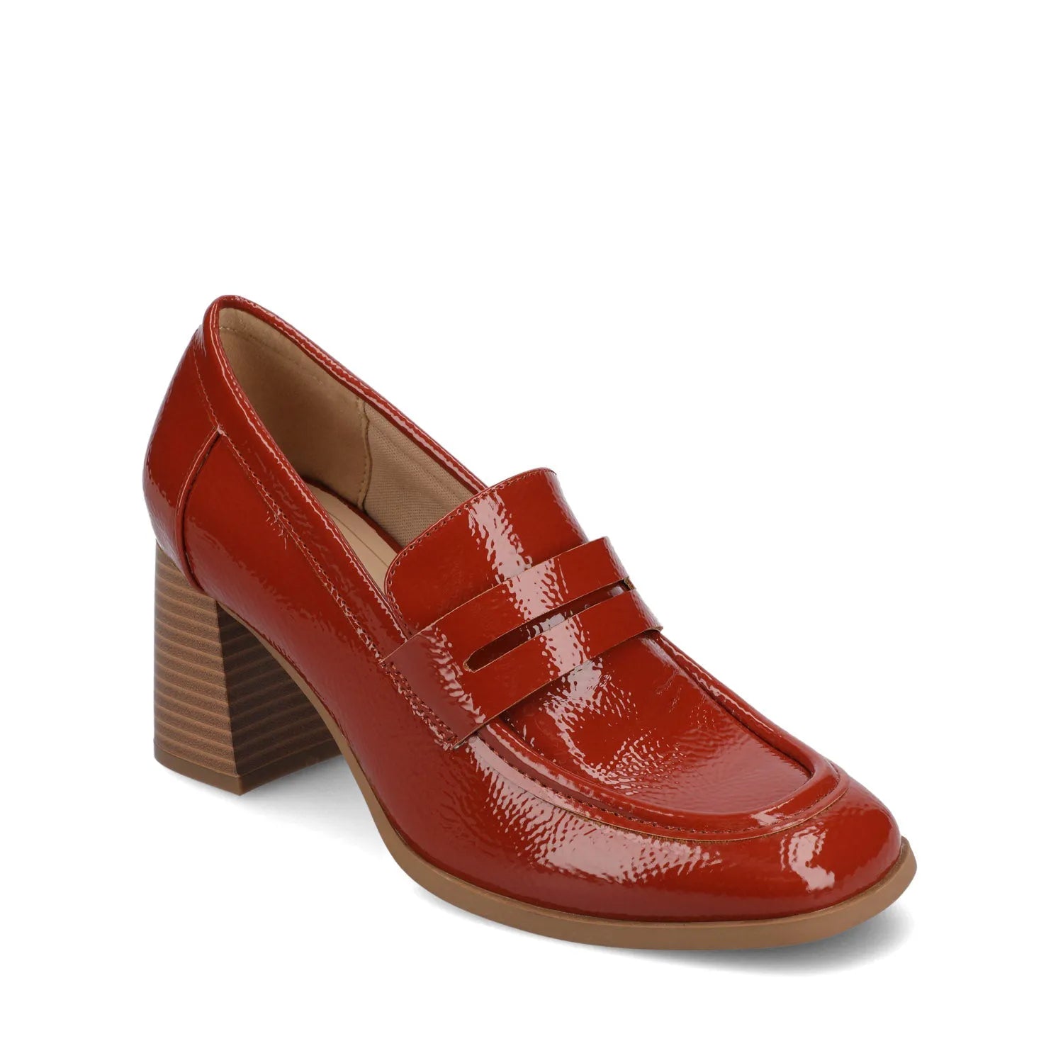 MALLEAH Block Heel Loafers in Rust