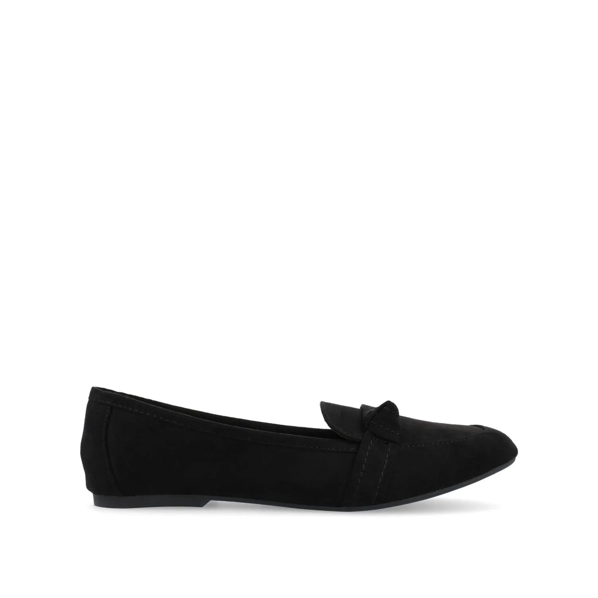 Marci Faux Suede Loafer Flats in Wide - Black