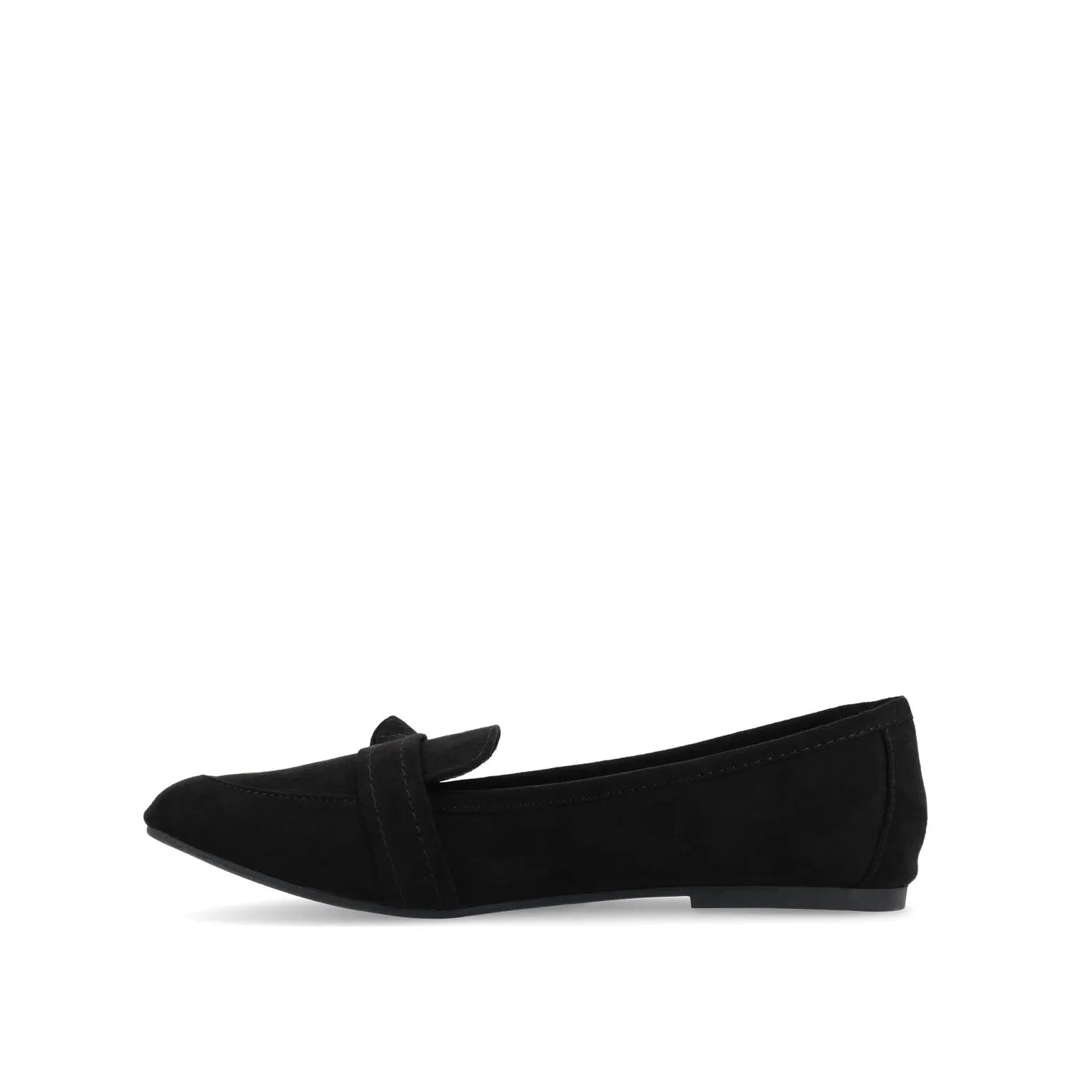 Marci Faux Suede Loafer Flats in Wide - Black
