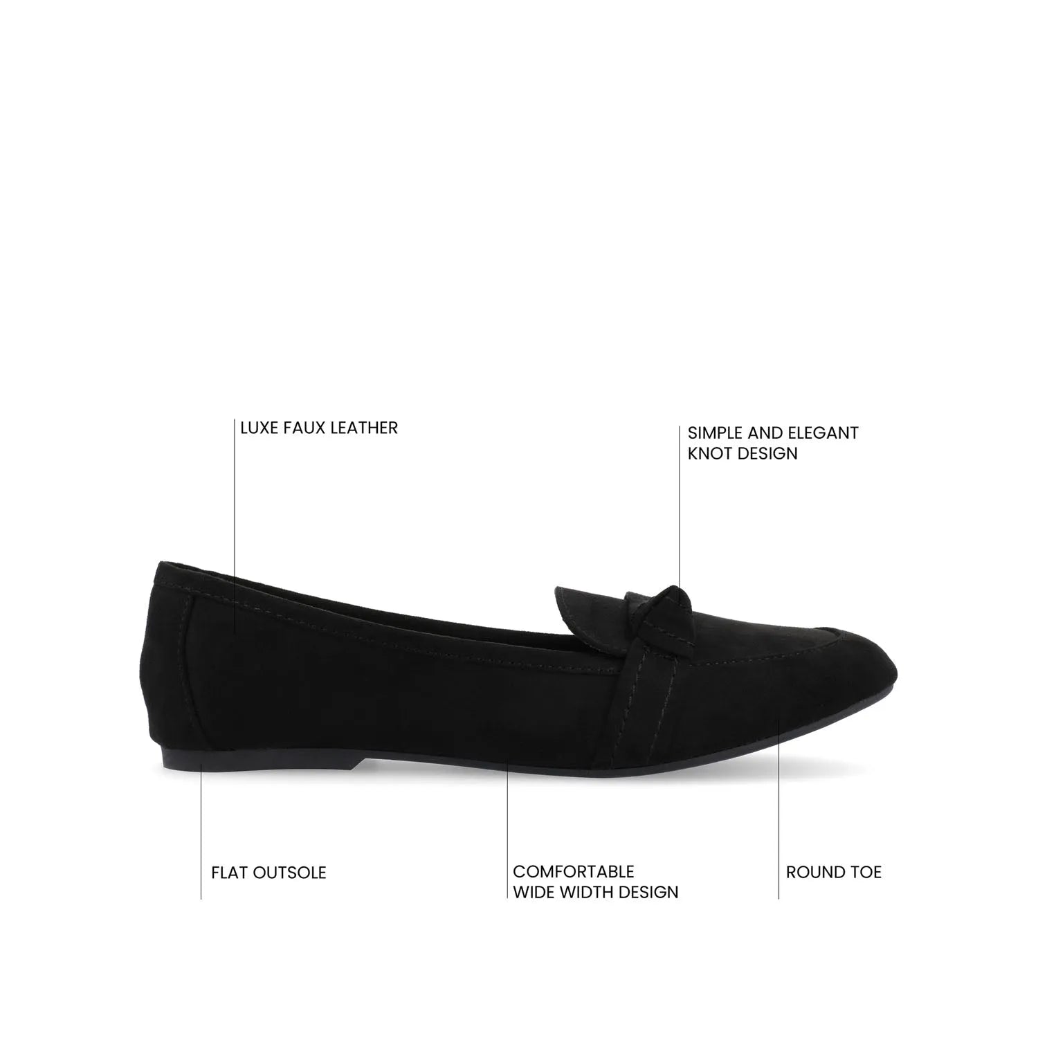 Marci Faux Suede Loafer Flats in Wide - Black