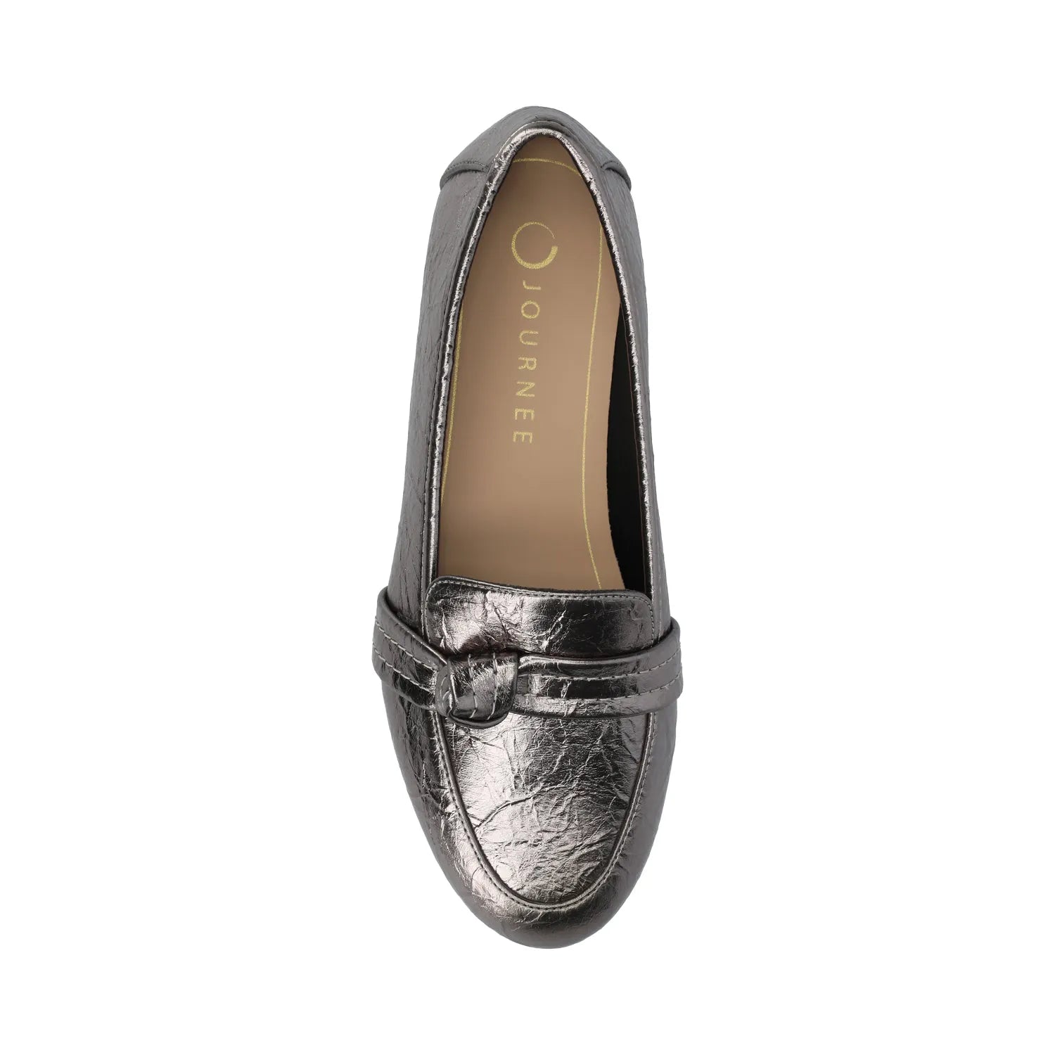 Marci Loafer Flats in Vegan Leather - Pewter Crinkle