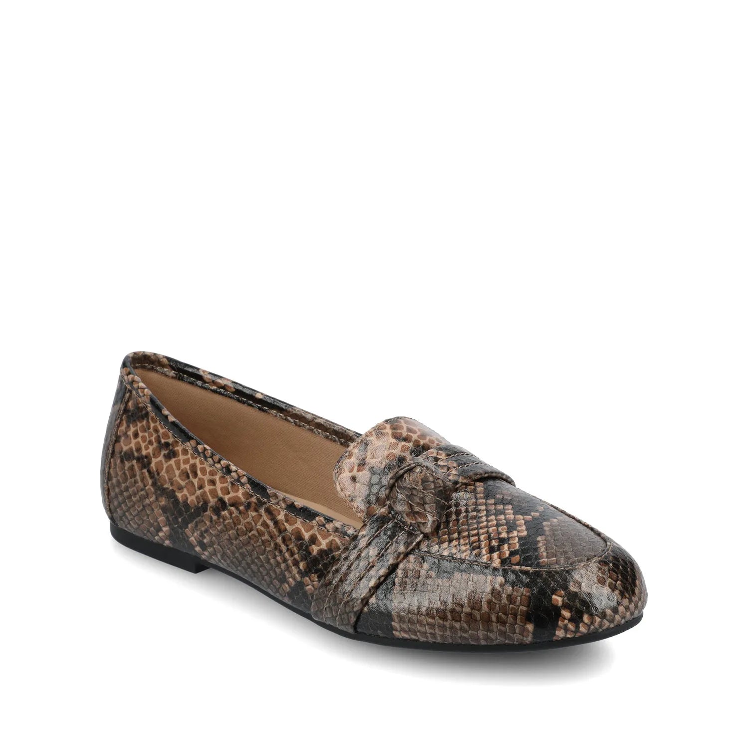 Marci Wide Vegan Leather Loafers in Brown Snake
