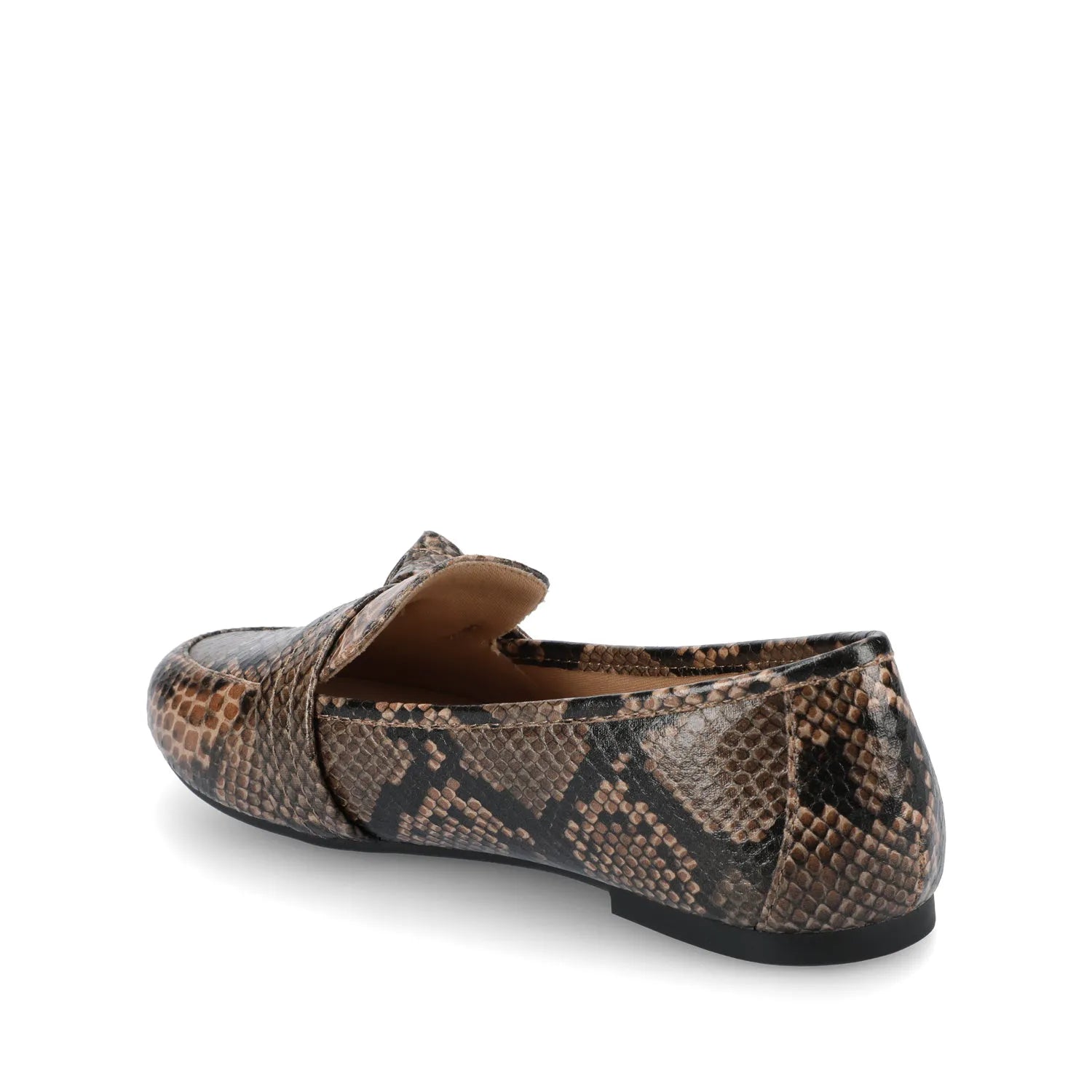 Marci Wide Vegan Leather Loafers in Brown Snake