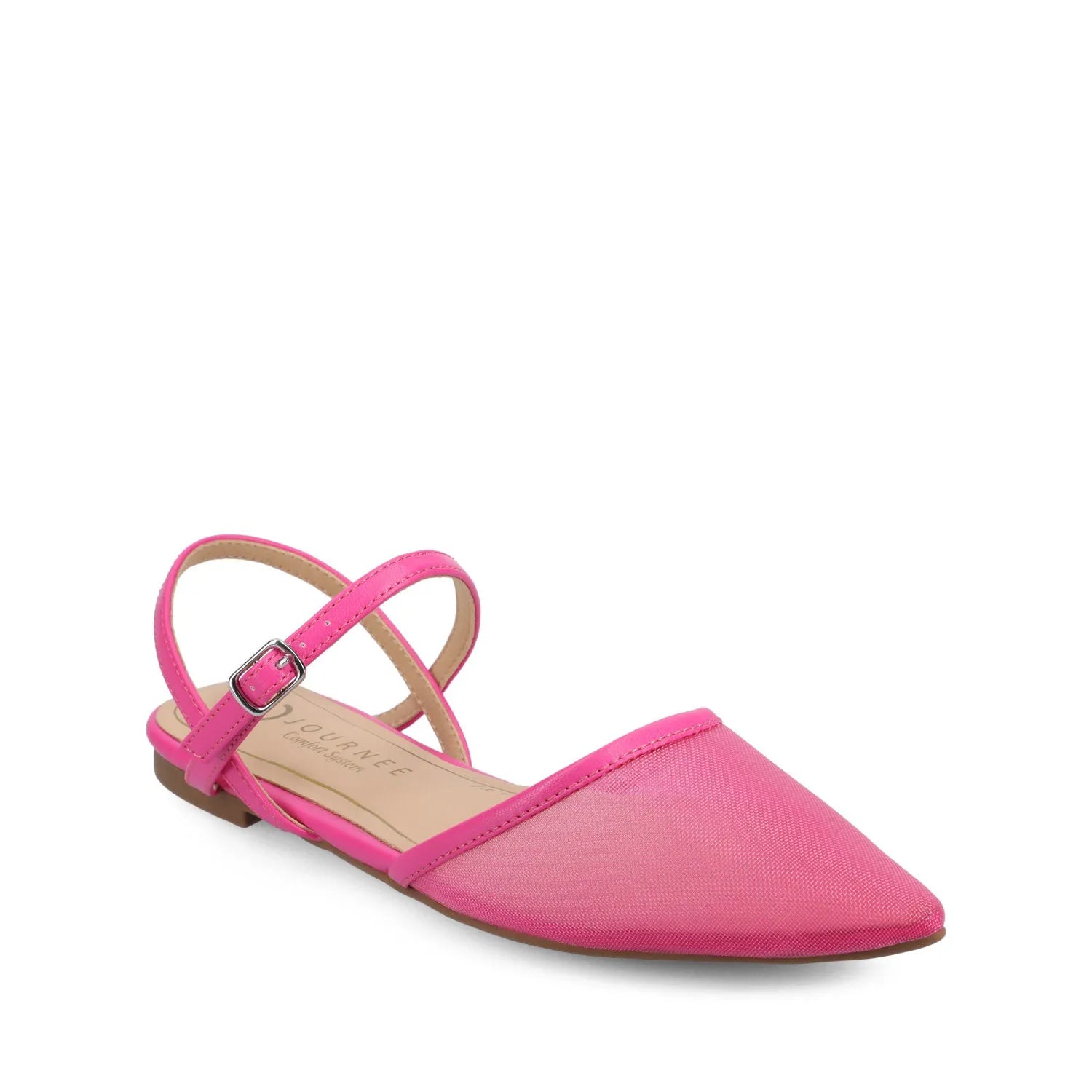 Martine Slingback Flats in Vegan Leather - Hot Pink Mesh