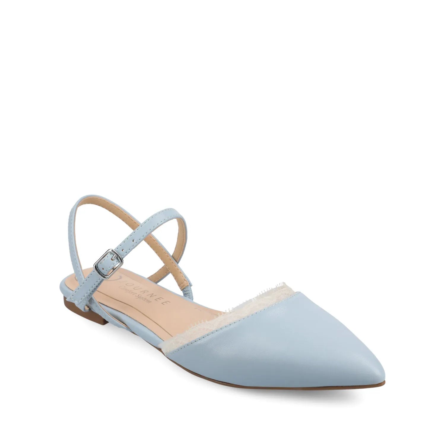 Martine Slingback Flats in Vegan Leather - Sky Blue Lace