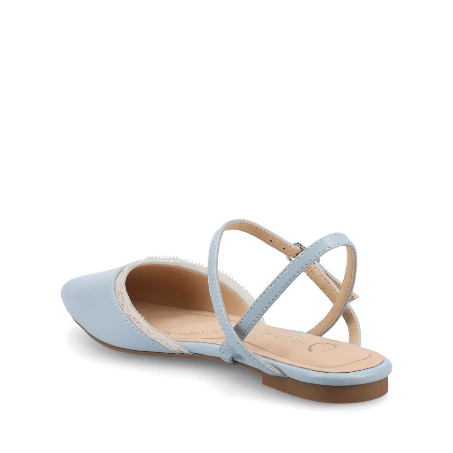 Martine Slingback Flats in Vegan Leather - Sky Blue Lace