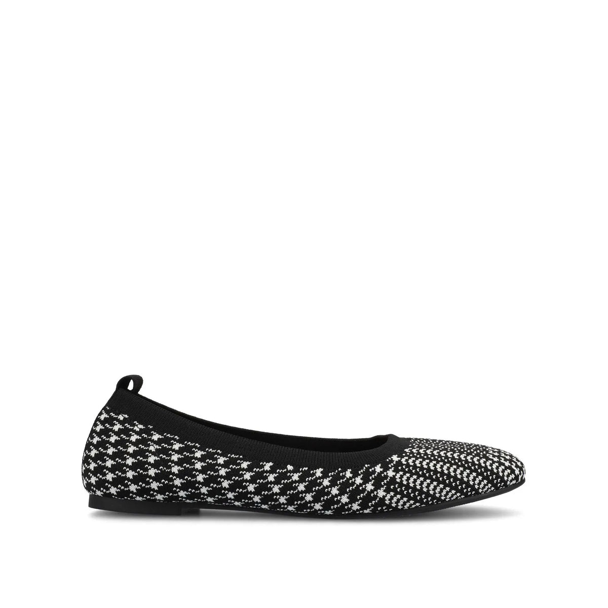 Maryann Wide Ballet Flats in Black and White Knit