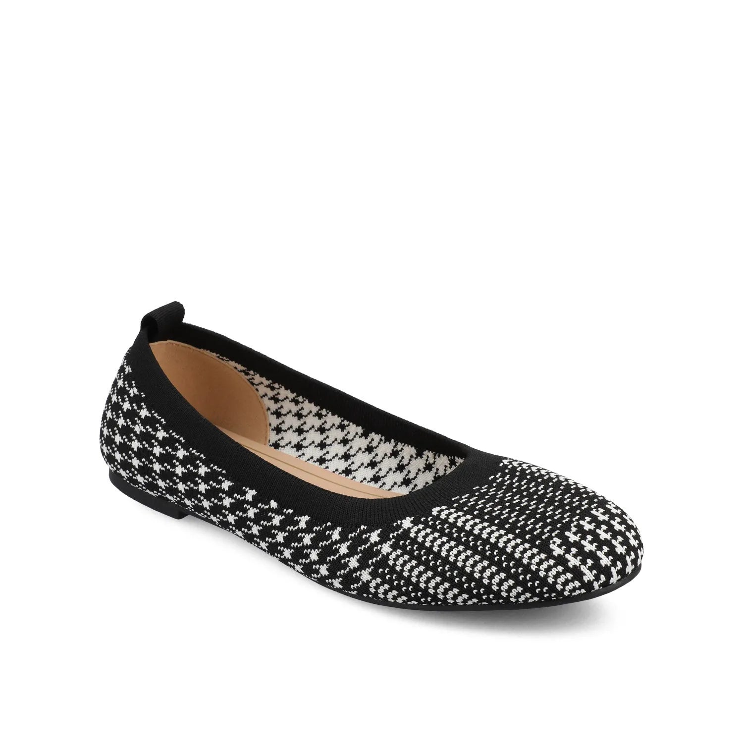 Maryann Wide Ballet Flats in Black and White Knit