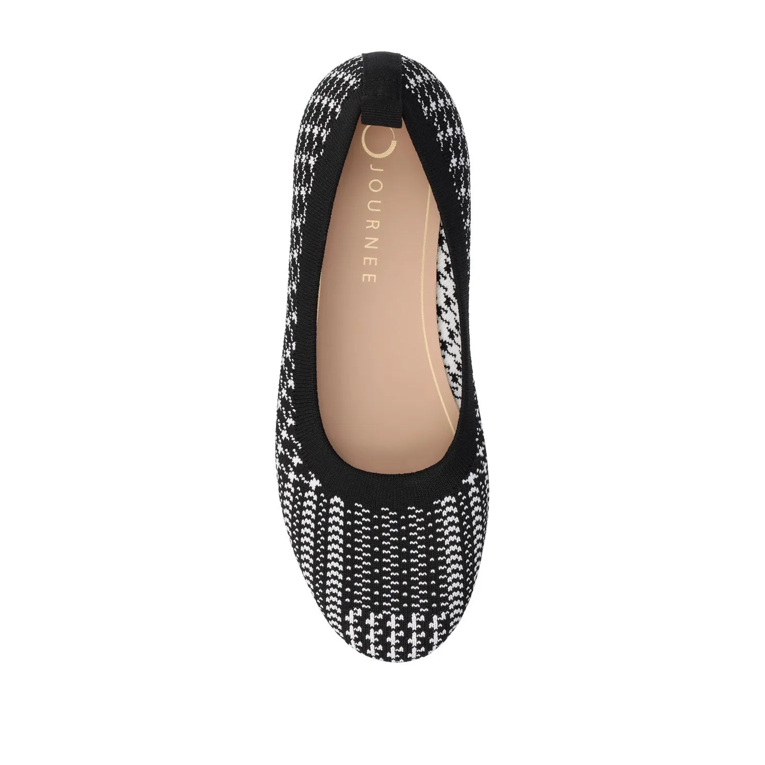 Maryann Wide Ballet Flats in Black and White Knit