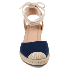 Monte Espadrille Wedge Sandals in Wide Width - Navy Blue Fabric