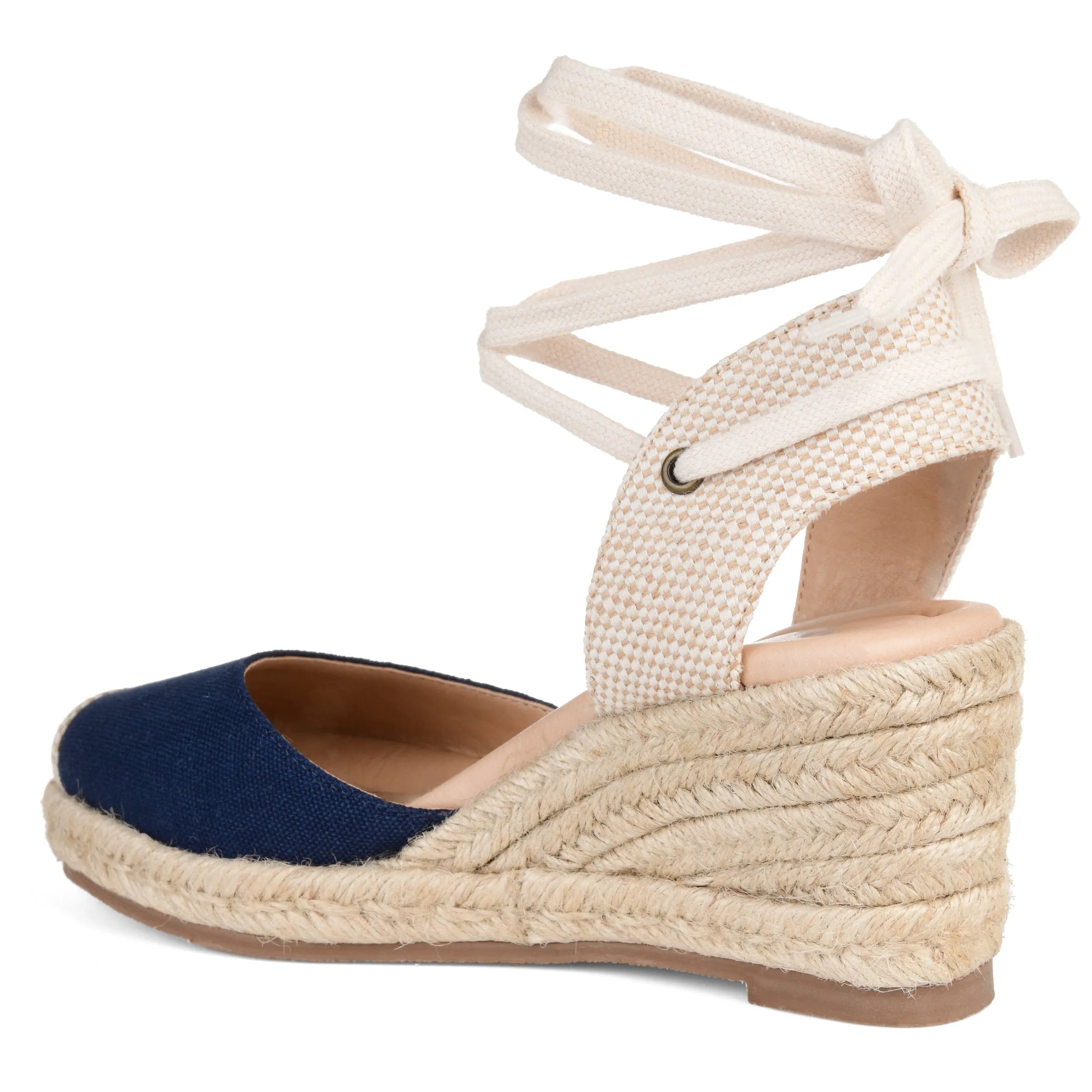 Monte Espadrille Wedge Sandals in Wide Width - Navy Blue Fabric