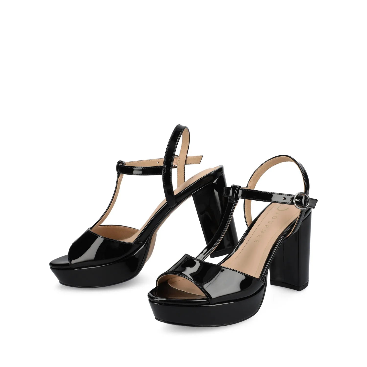Nalie Platform Dress Sandals in Black Patent