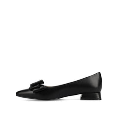 Ophelia Wide Fit Low Block Ballet Flats in Black Vegan Leather
