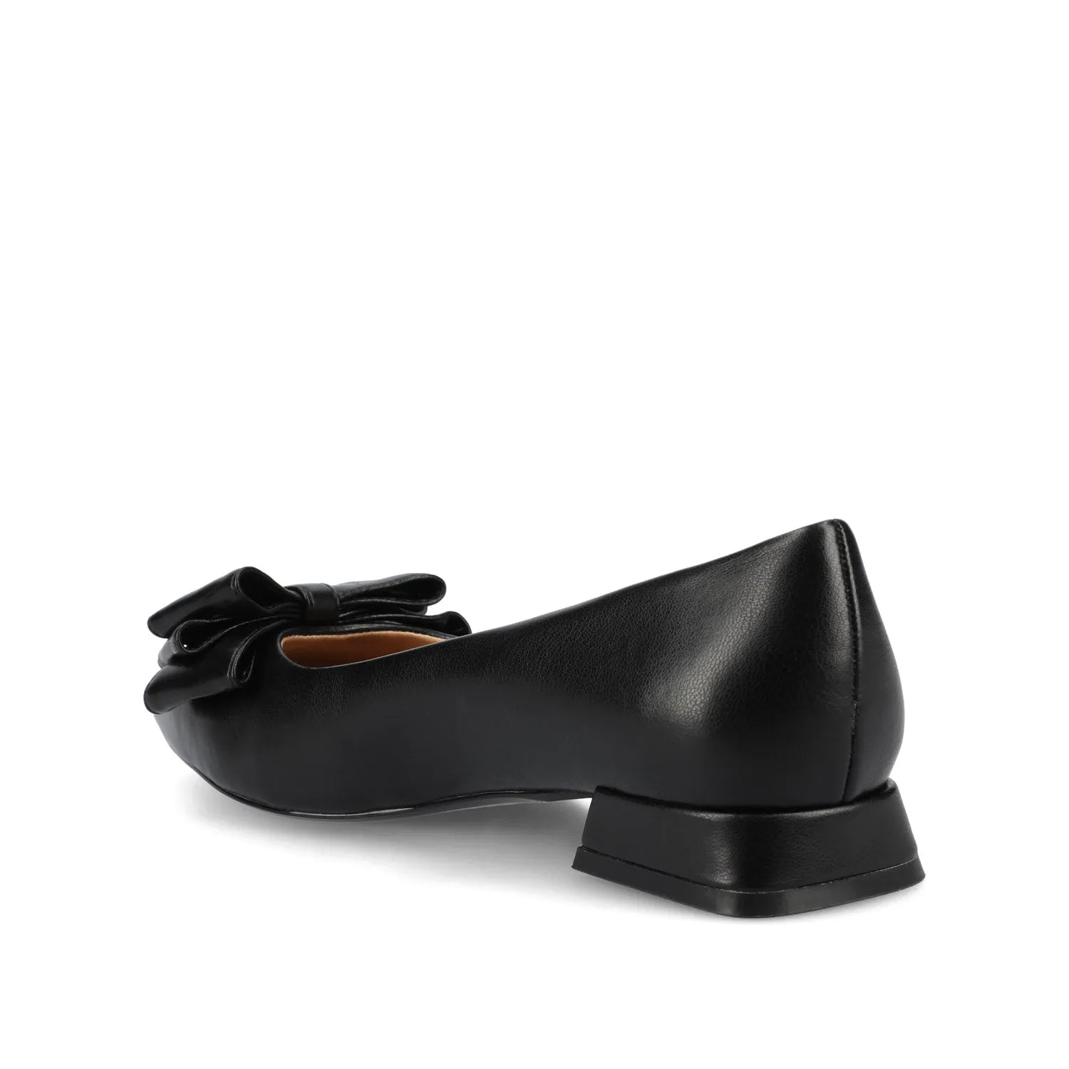 Ophelia Wide Fit Low Block Ballet Flats in Black Vegan Leather