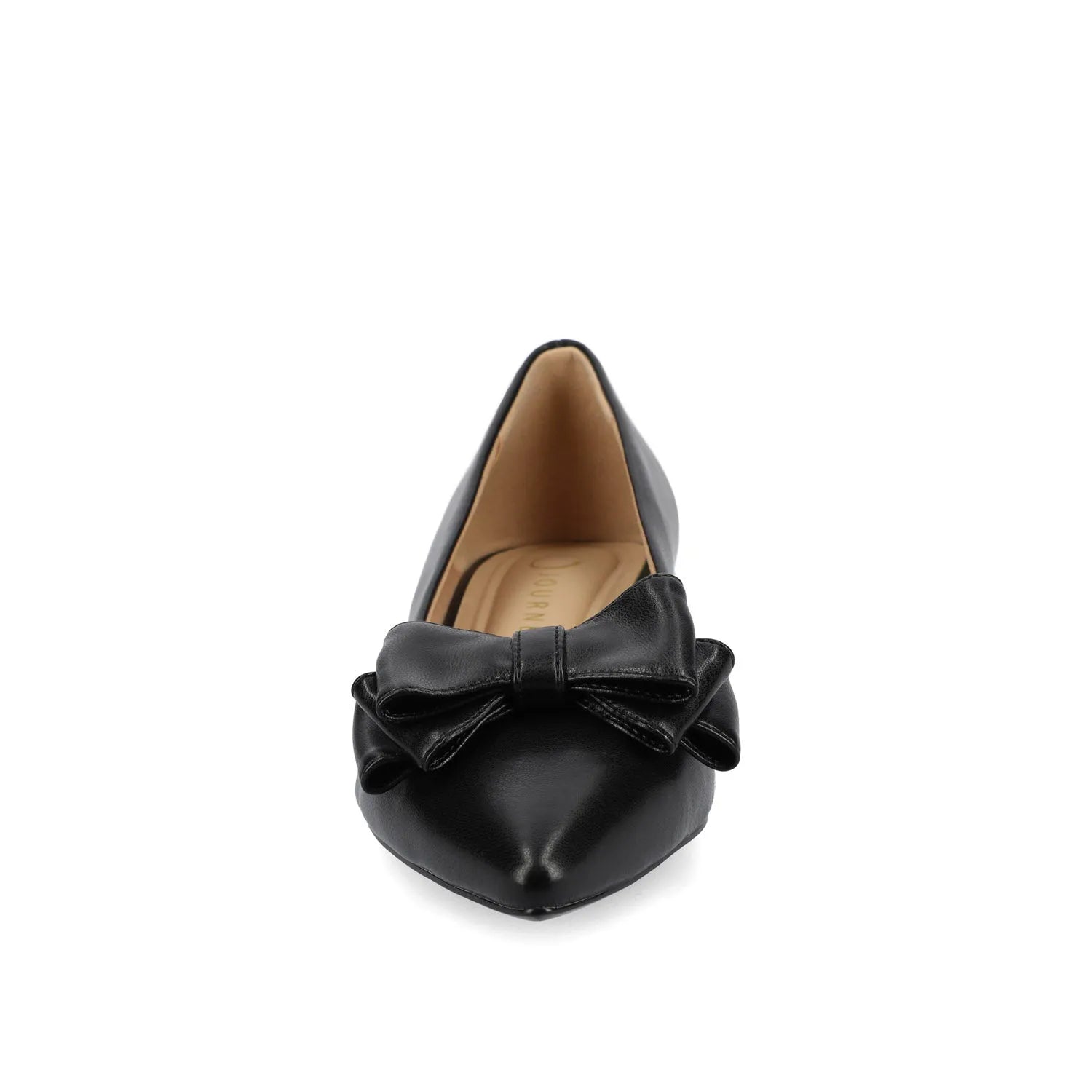 Ophelia Wide Fit Low Block Ballet Flats in Black Vegan Leather