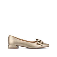Ophelia Low Block Ballet Flats in Wide Width - Vegan Leather Champagne