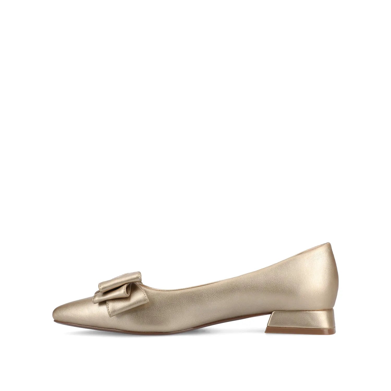 Ophelia Low Block Ballet Flats in Wide Width - Vegan Leather Champagne