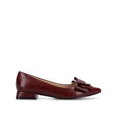 Ophelia Low Block Croco Ballet Flats in Oxblood Croco