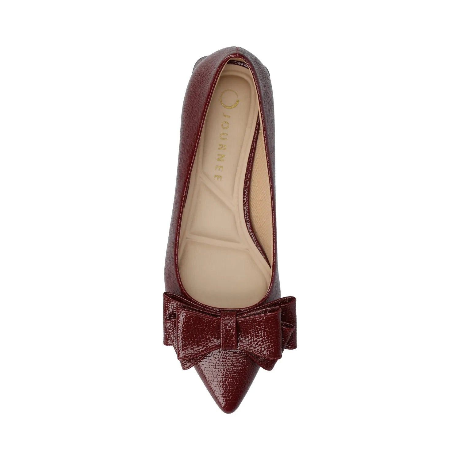 Ophelia Low Block Croco Ballet Flats (Wide Fit) in Oxblood Croco