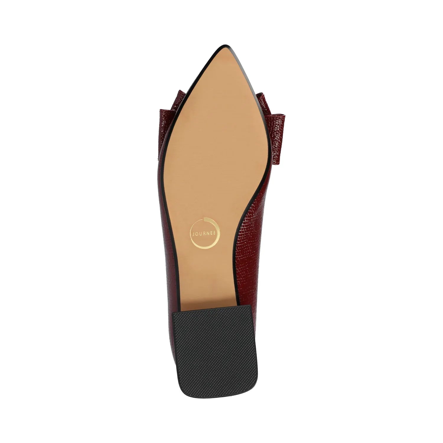 Ophelia Low Block Croco Ballet Flats in Oxblood Croco