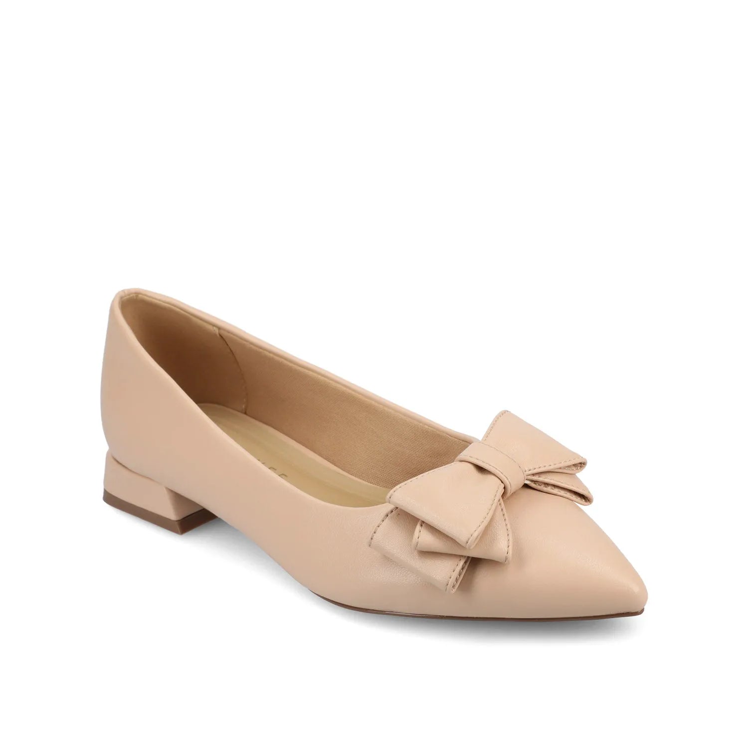 Ophelia Low Block Ballet Flats in Wide Width - Vegan Leather Beige