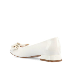 Ophelia Low Block Ballet Flats in Vegan Patent Leather - White