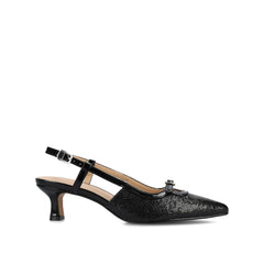 PADMA Kitten Heels in Vegan Leather - Black Lizard