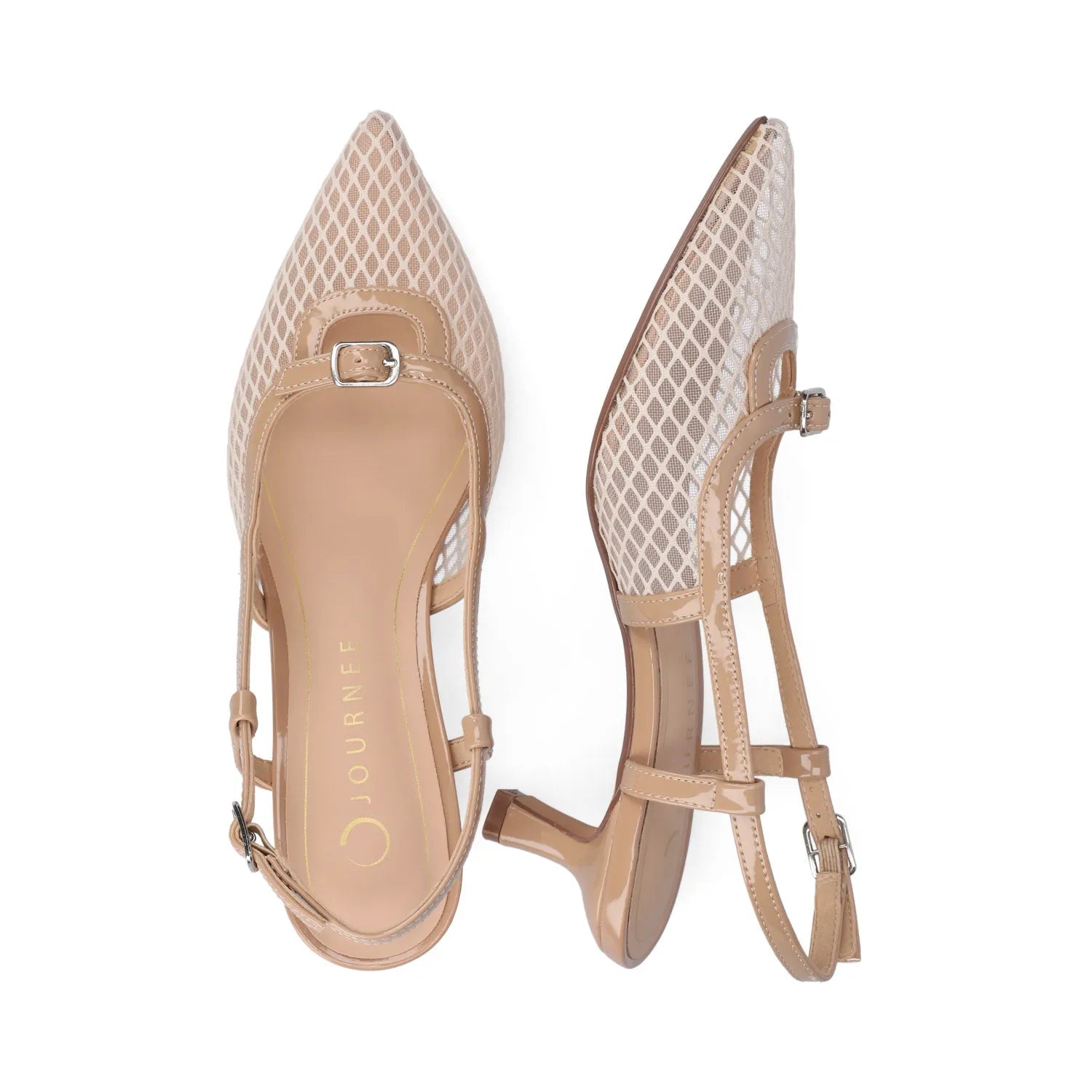 PADMA Sling Back Pumps in Mesh - Nude Mesh