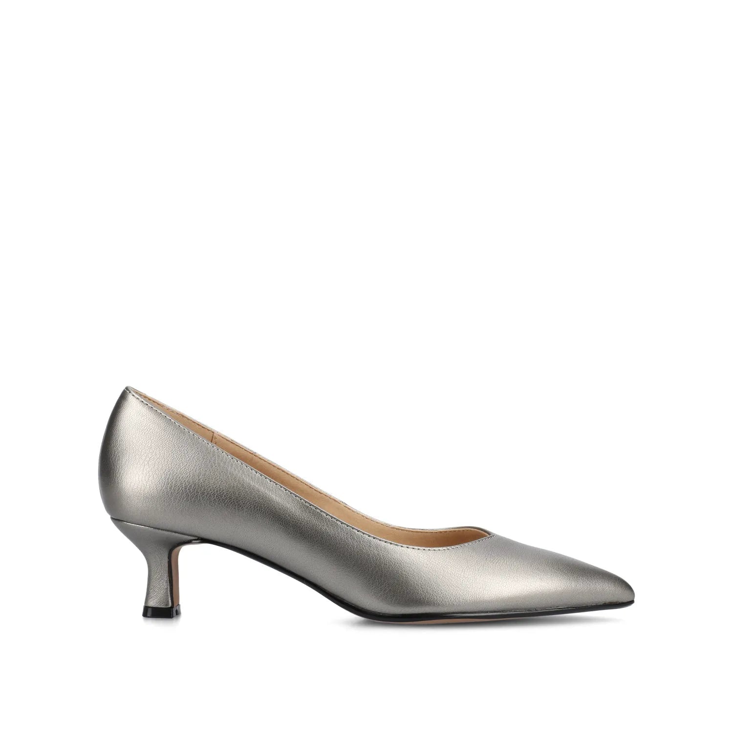 PAMMIE Statement Kitten Heels in Pewter
