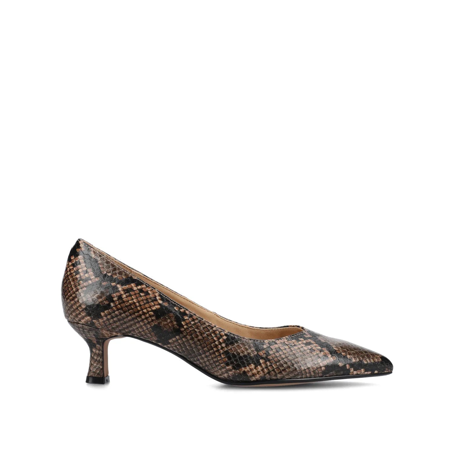 Pammie Statement Kitten Heels in Brown Snake