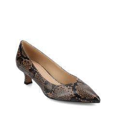 Pammie Statement Kitten Heels in Brown Snake