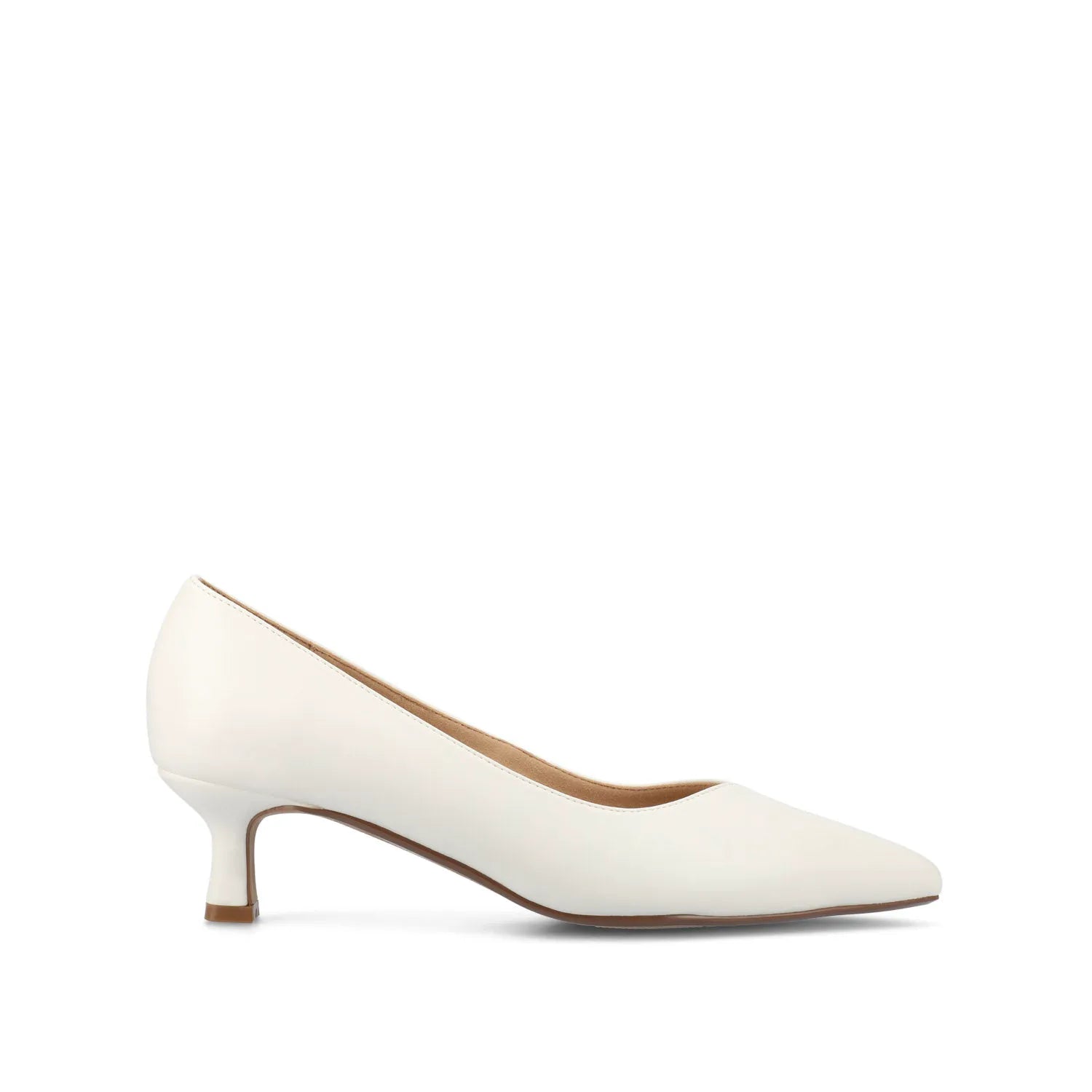 PAMMIE Wide Fit Vegan Leather Kitten Heels - White