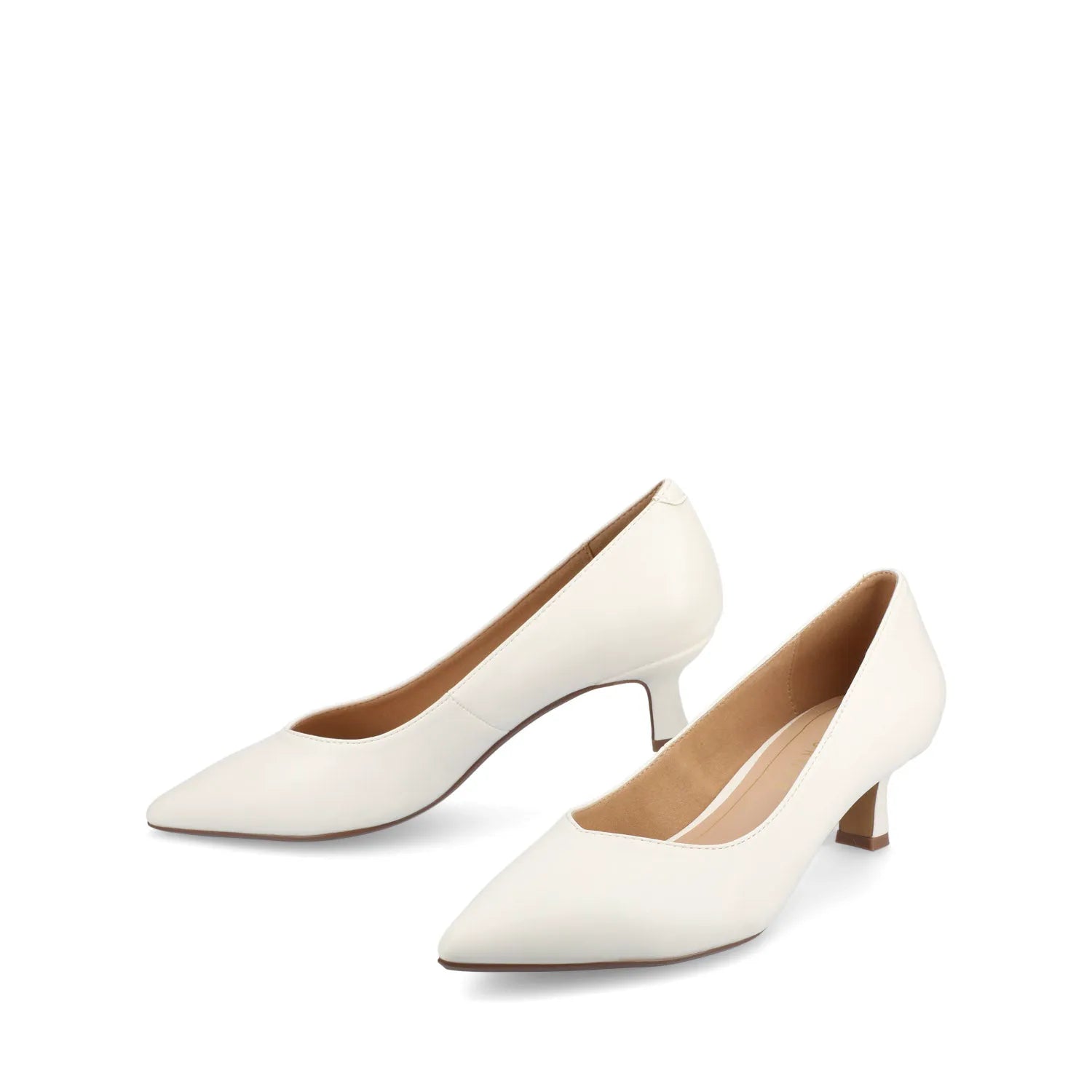 PAMMIE Wide Fit Vegan Leather Kitten Heels - White
