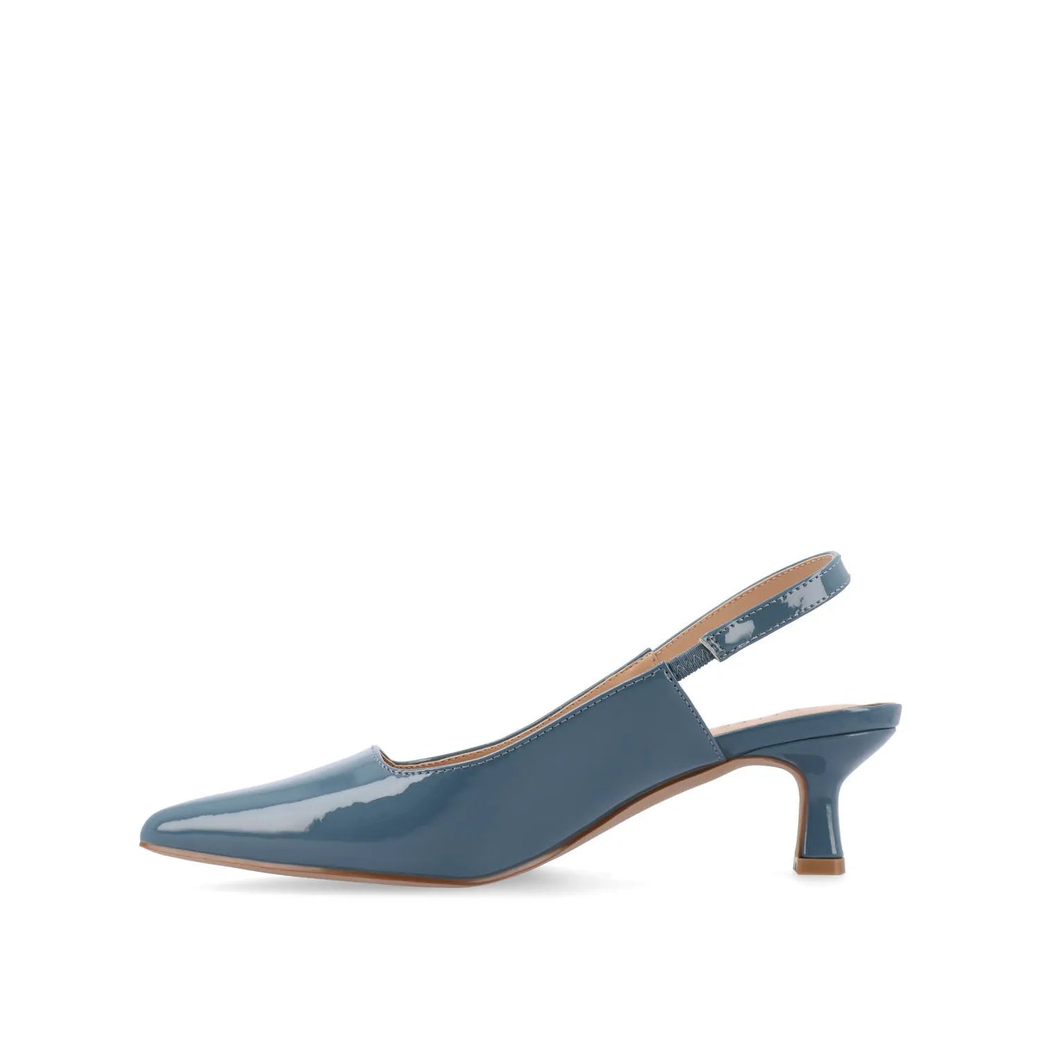 PAULINA Patent Kitten Heels in Wide - Patent Blue
